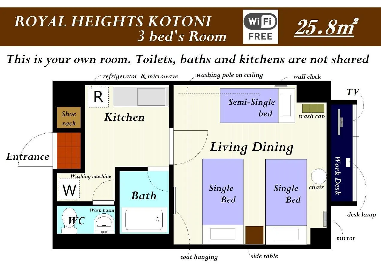 Royalheights Kotoni 3Beds Room C Sapporo Apartment